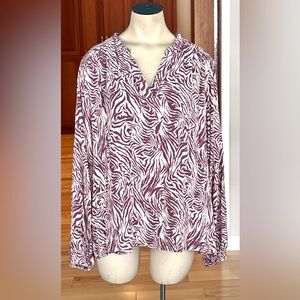 KORI NEW TAGS SIZE SMALL BLOUSE Zebra Print V-Neck Women's Top